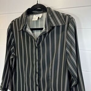 Clueless Preppy Top Y2K Vintage Shirt Striped Womens Med Dark Academia